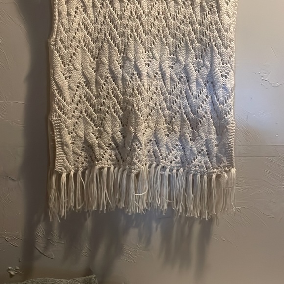 POL Woman's Open Knit Long Vest Pullover Cream Color Size Large Bohemian - Picture 7 of 7